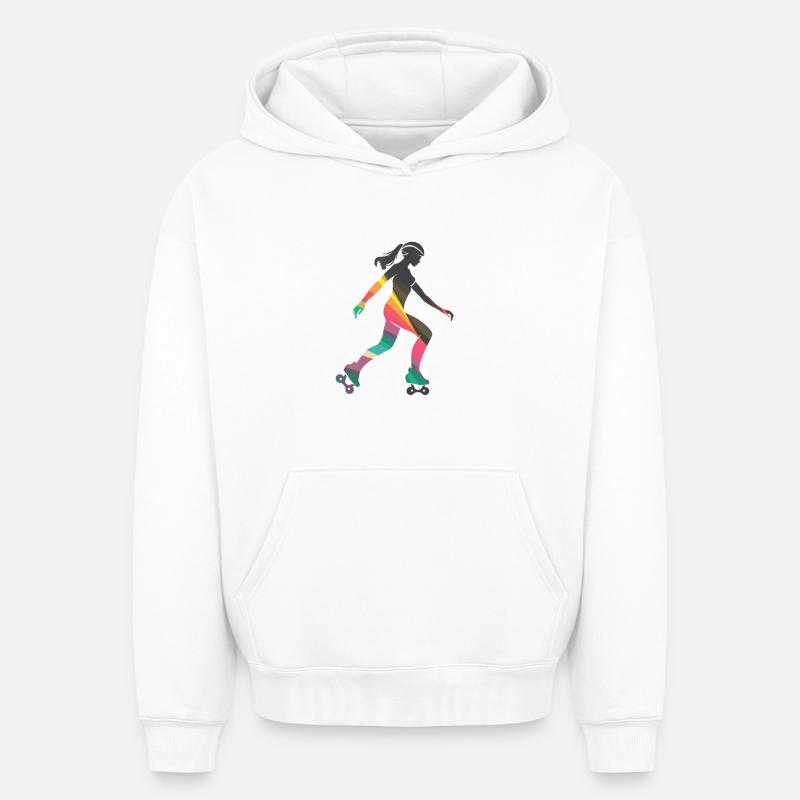 Rollschuhfahrendes Mädchen - Oversized Heavyweight Unisex Hoodie - Weiß