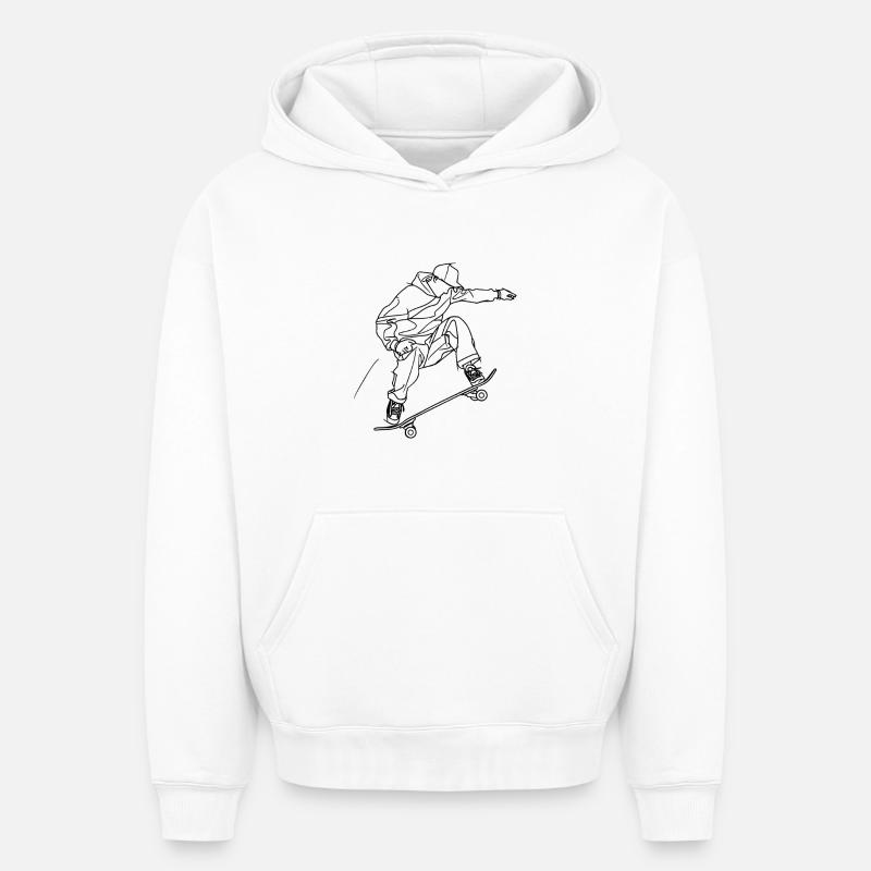 Dessin de skateboard - Sweat à capuche unisexe oversize épais SPREAD - blanc