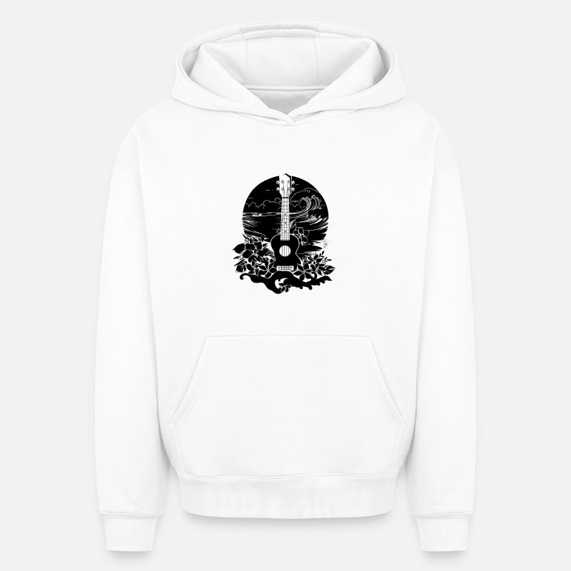 Ukulélé - Sweat à capuche unisexe oversize épais SPREAD - blanc
