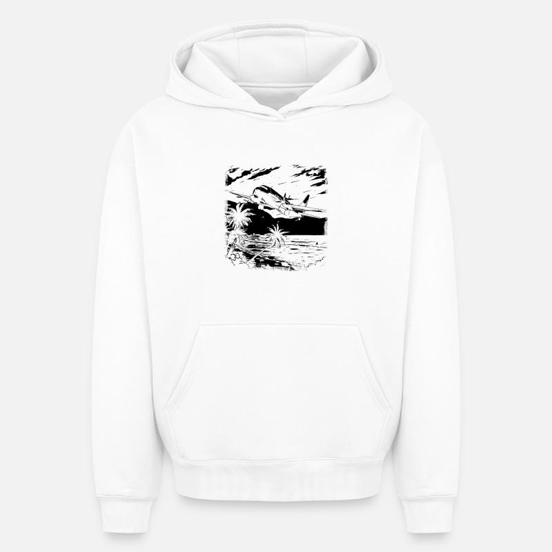 Aéronef - Sweat à capuche unisexe oversize épais SPREAD - blanc