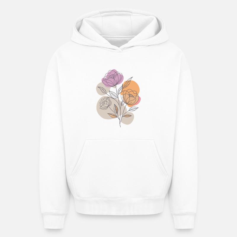 Fleurs - Printemps - Été - Dire - Sweat à capuche unisexe oversize épais SPREAD - blanc