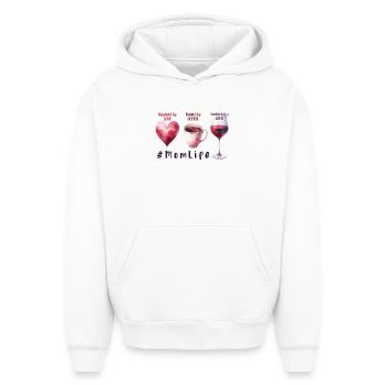 Café Vin Amour Aquarelle Cadeau de Fête des Mères - Sweat à capuche unisexe oversize épais SPREAD - blanc - Devant - AI Model Female 172 dark (172cm) & AI Model Male 185 light (185cm)