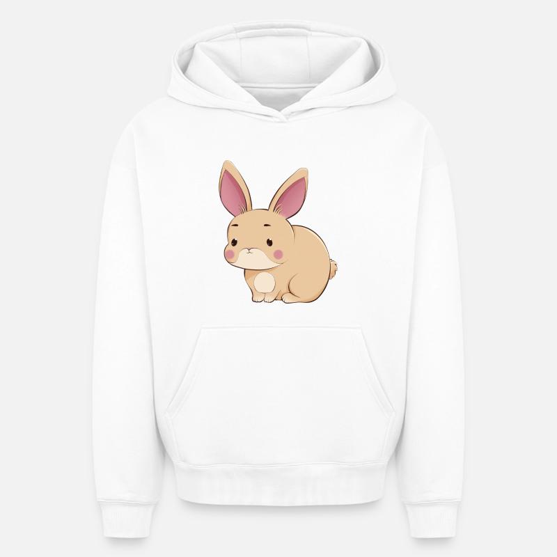 Lièvre - Sweat à capuche unisexe oversize épais SPREAD - blanc