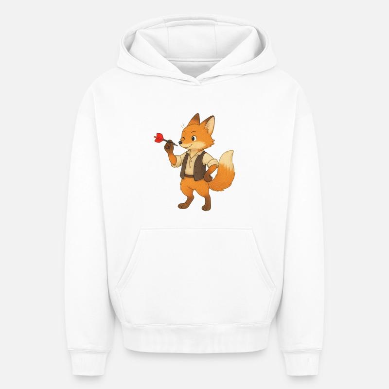 Fuchs beim Darten - Oversized Heavyweight Unisex Hoodie - Weiß