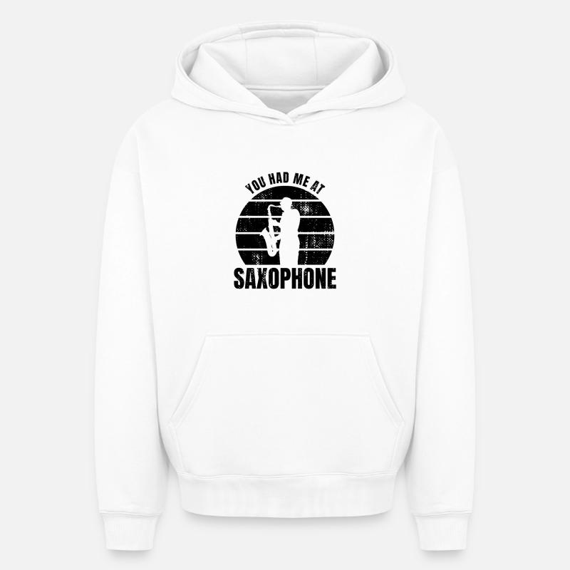 Drôle de saxophoniste - Sweat à capuche unisexe oversize épais SPREAD - blanc
