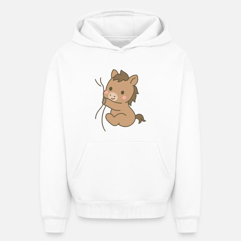Cheval blotti - Sweat à capuche unisexe oversize épais SPREAD - blanc