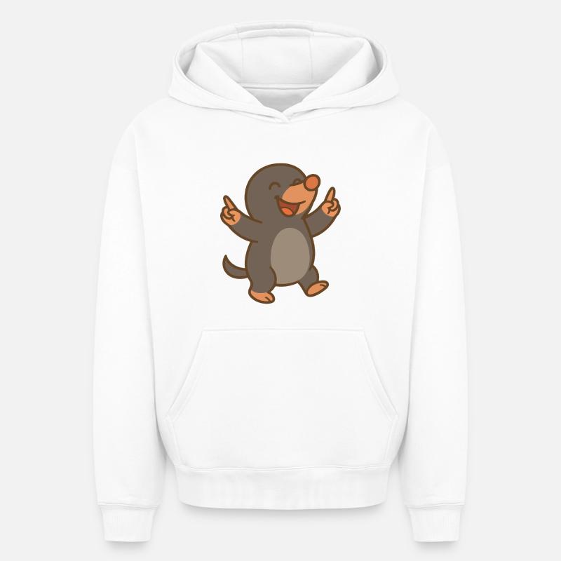 Taupe dansante - Sweat à capuche unisexe oversize épais SPREAD - blanc