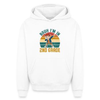 T-shirt de 2e année – Drôle de rentrée scolaire - Sweat à capuche unisexe oversize épais SPREAD - blanc - Devant - AI Model Female 172 dark (172cm) & AI Model Male 185 light (185cm)