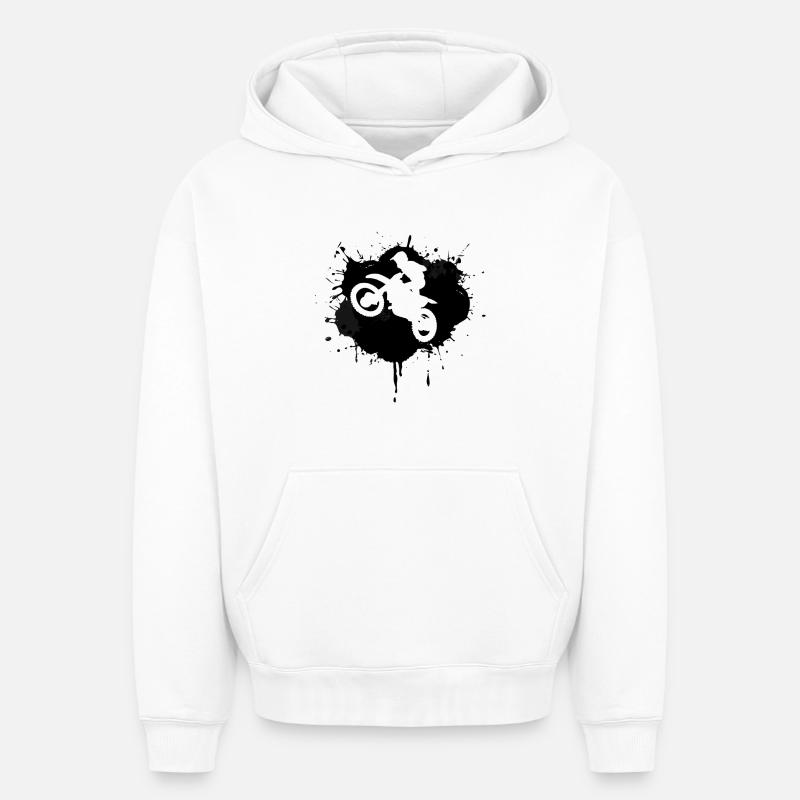 Motocross - Sweat à capuche unisexe oversize épais SPREAD - blanc