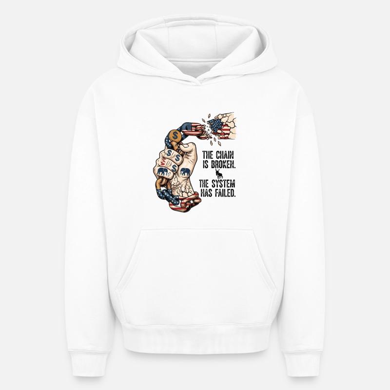 Le système a échoué - Sweat à capuche unisexe oversize épais SPREAD - blanc