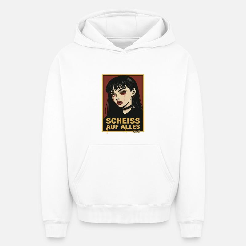 Emo Gothic Girl mit Aussage - Oversized Heavyweight Unisex Hoodie - Weiß