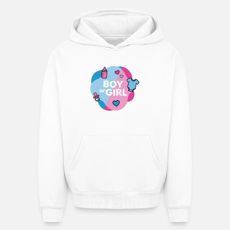 Geschlecht enthüllen Junge oder Mädchen - Oversized Heavyweight Unisex Hoodie - Weiß