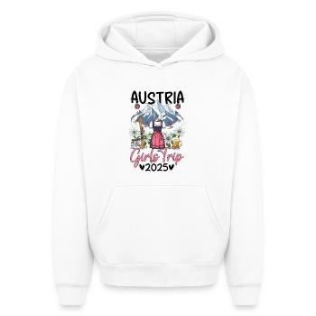 Voyage entre filles en Autriche 2025 - Sweat à capuche unisexe oversize épais SPREAD - blanc - Devant - AI Model Female 172 dark (172cm) & AI Model Male 185 light (185cm)