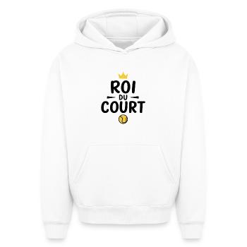 King of the Court Gift Tennis Player - Oversized Heavyweight Unisex Hoodie - white - Front - AI Model Female 172 dark (172cm) & AI Model Male 185 light (185cm)