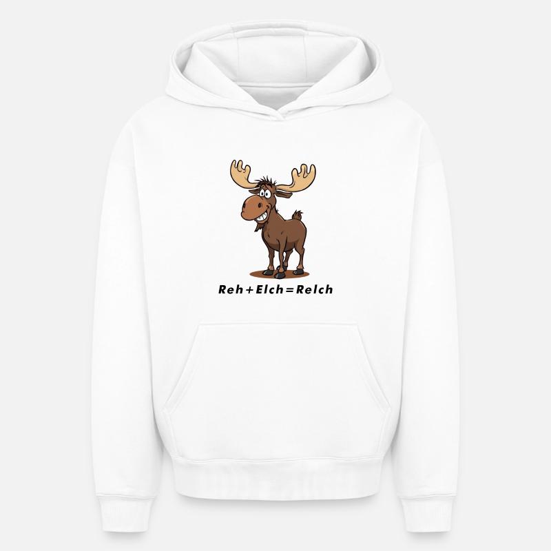 Chevreuil + élan = Relch - Sweat à capuche unisexe oversize épais SPREAD - blanc