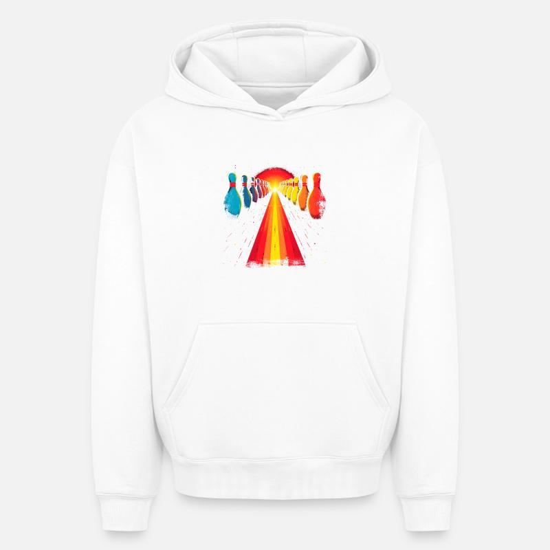Conception de bowling - Sweat à capuche unisexe oversize épais SPREAD - blanc