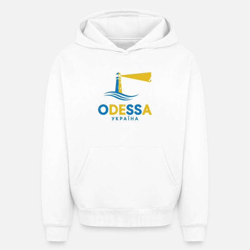 Phare d’Odessa Scène de Nuit Tee - Sweat à capuche unisexe oversize épais SPREAD - blanc