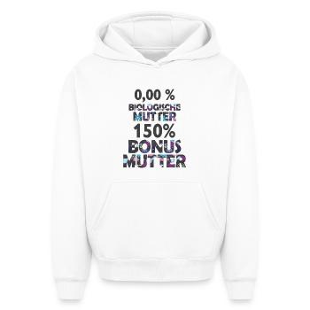 Maman Maman Bonus Belle-mère Cadeau de Fête des Mères - Sweat à capuche unisexe oversize épais SPREAD - blanc - Devant - AI Model Female 172 dark (172cm) & AI Model Male 185 light (185cm)