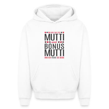 Maman Maman Maman Bonus Maman Cadeau de Fête des Mères - Sweat à capuche unisexe oversize épais SPREAD - blanc - Devant - AI Model Female 172 dark (172cm) & AI Model Male 185 light (185cm)