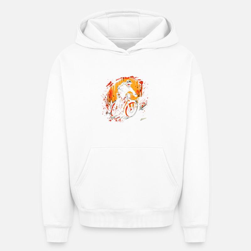 Illustration de VTT - Sweat à capuche unisexe oversize épais SPREAD - blanc