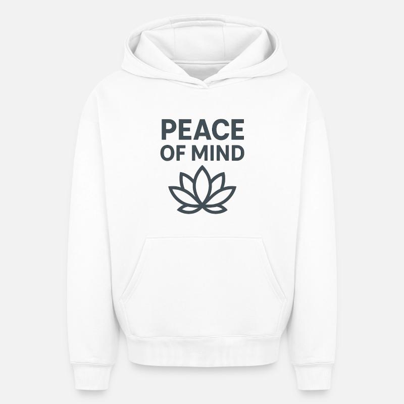 Frieden des Geistes Lotus - Sweat à capuche unisexe oversize épais SPREAD - blanc