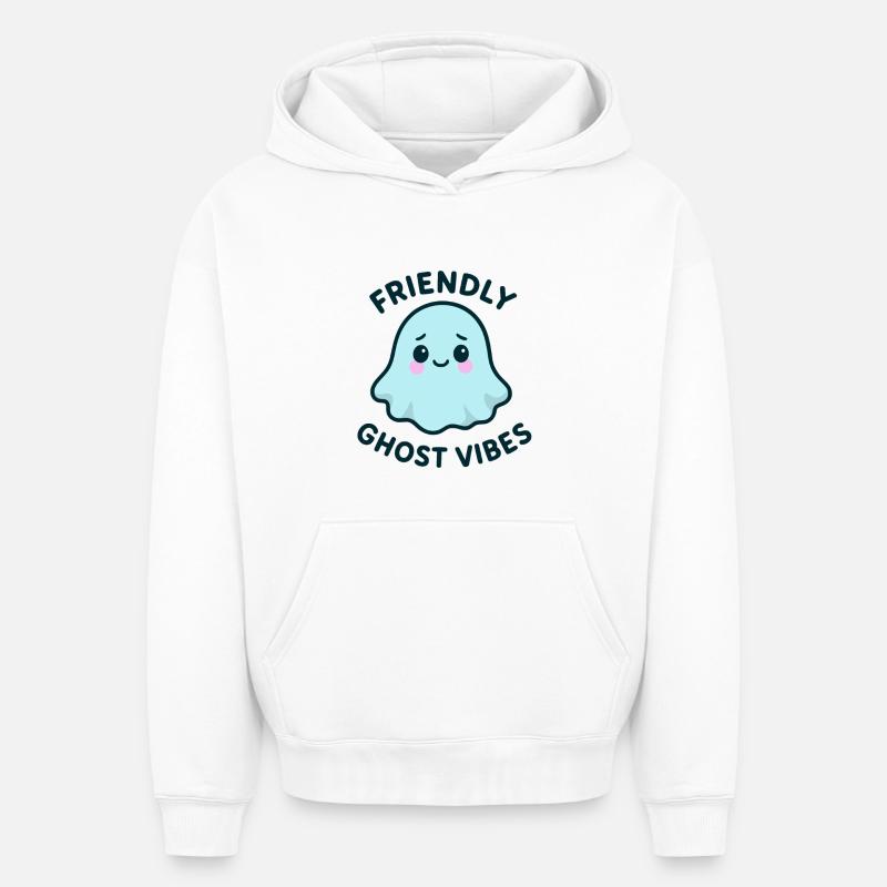 Fantôme respectueux de l’ambiance - Sweat à capuche unisexe oversize épais SPREAD - blanc