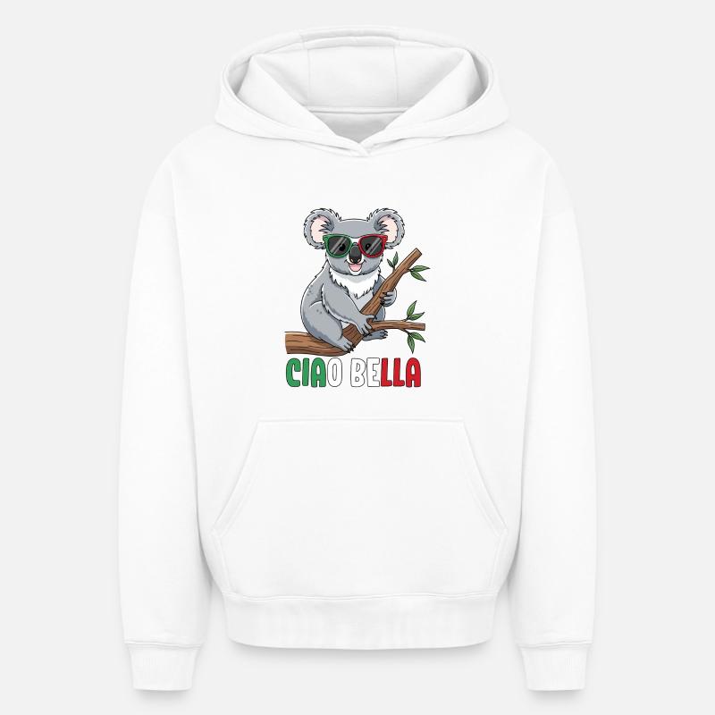 Ciao Bella - Sweat à capuche unisexe oversize épais SPREAD - blanc