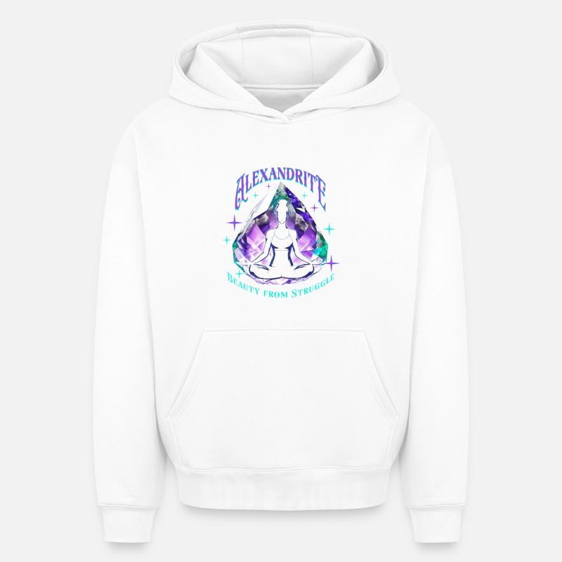 Alexandrite, pierre de naissance - Sweat à capuche unisexe oversize épais SPREAD - blanc