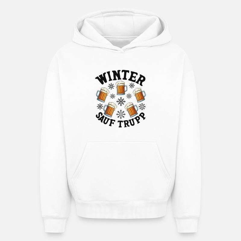 Escouade d’alcool d’hiver - Sweat à capuche unisexe oversize épais SPREAD - blanc