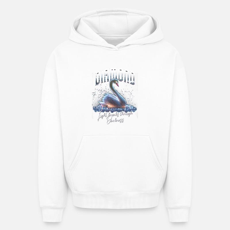 Pierre de naissance Avril Diamant - Sweat à capuche unisexe oversize épais SPREAD - blanc