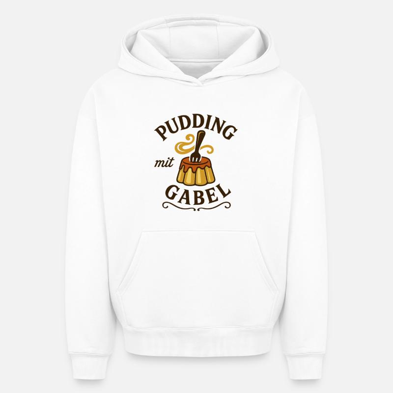 Pudding with fork - Oversized Heavyweight Unisex Hoodie - white