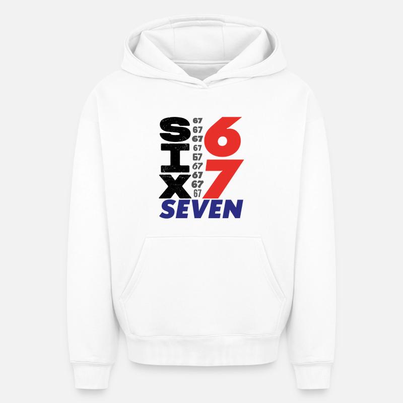 Six Sept, 67 - Sweat à capuche unisexe oversize épais SPREAD - blanc