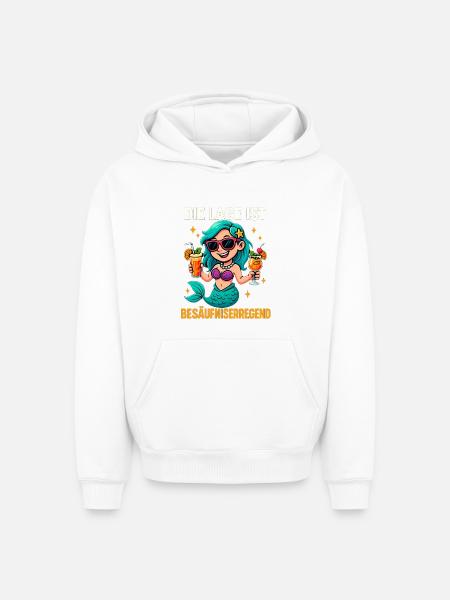 The location is drunken, mermaid - Oversized Heavyweight Unisex Hoodie - white