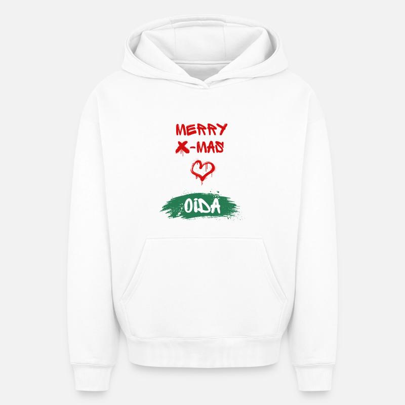 Noël, Oida - Sweat à capuche unisexe oversize épais SPREAD - blanc