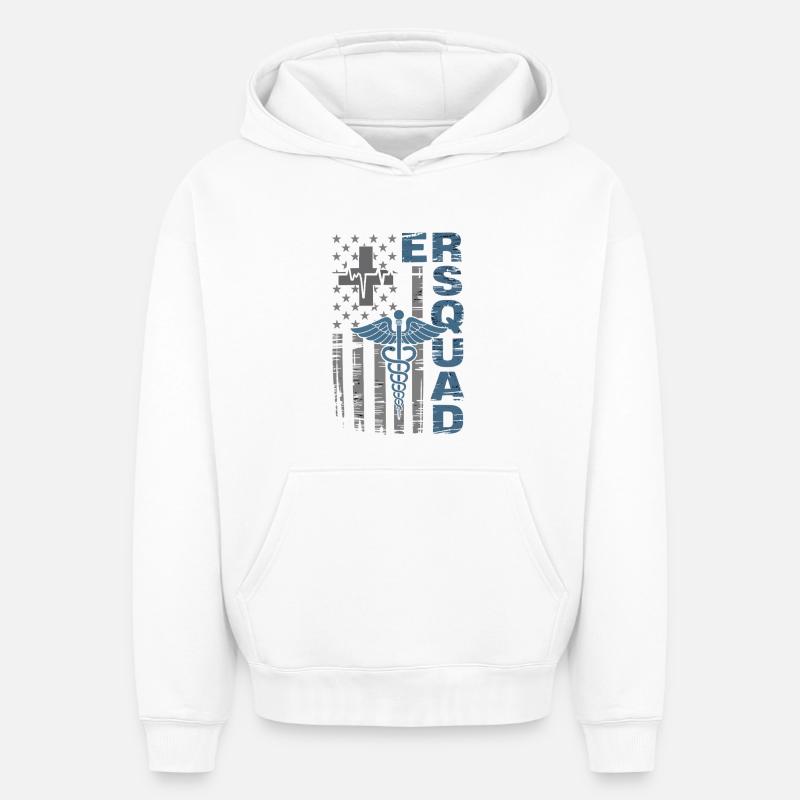 Écusson d’urgence du caducée - Sweat à capuche unisexe oversize épais SPREAD - blanc