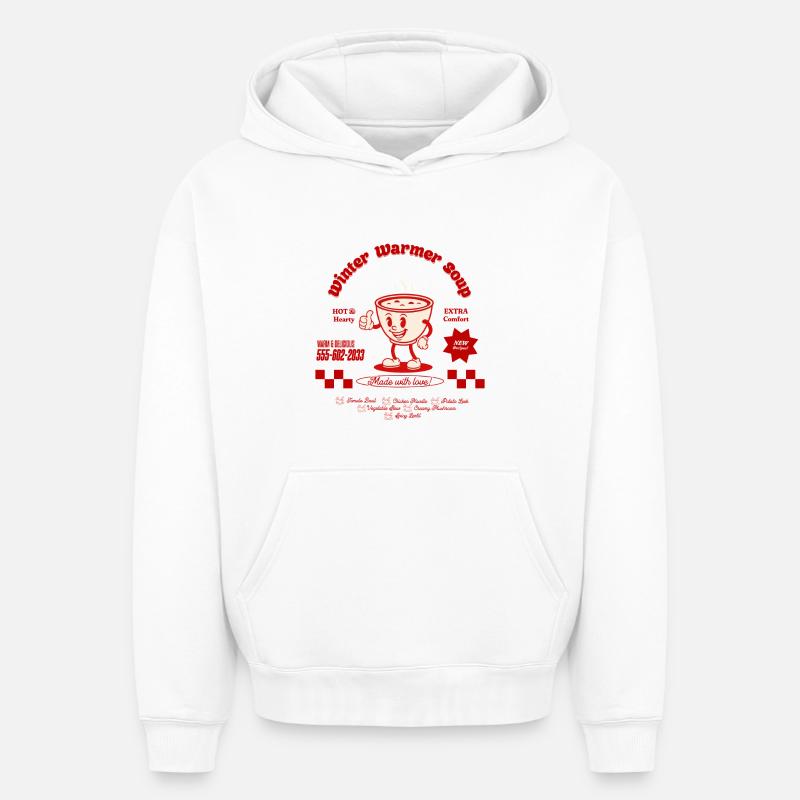 Soupe chaude d’hiver - Sweat à capuche unisexe oversize épais SPREAD - blanc