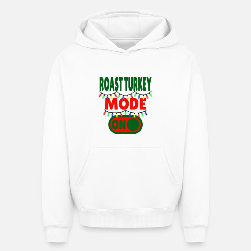Mode dinde rôtie activé - Sweat à capuche unisexe oversize épais SPREAD - blanc