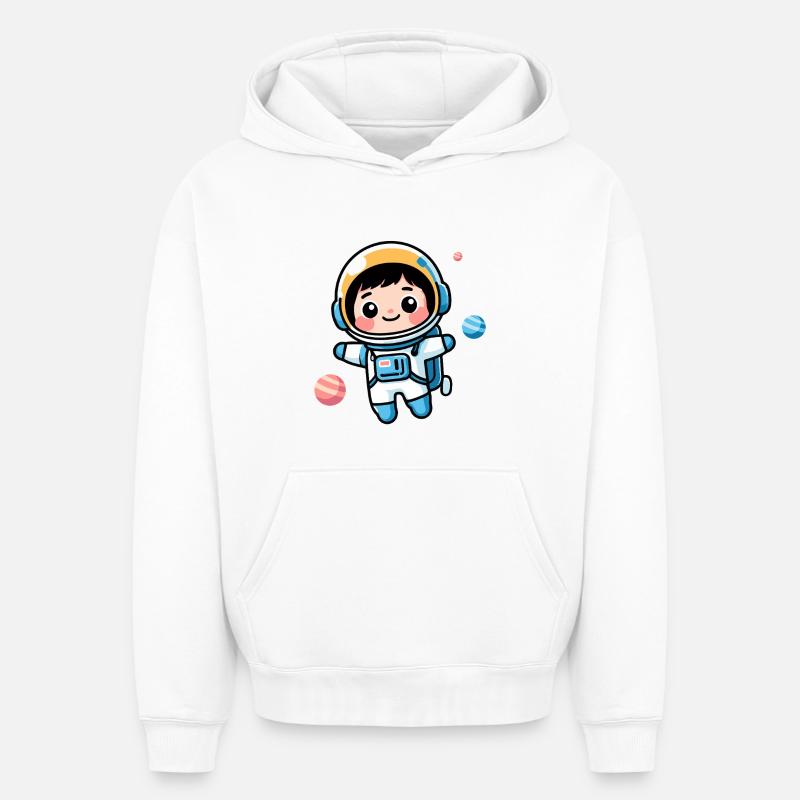 Petit Astronaute - Sweat à capuche unisexe oversize épais SPREAD - blanc