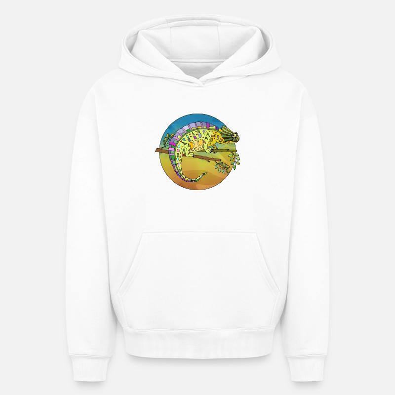 Caméléon - Sweat à capuche unisexe oversize épais SPREAD - blanc