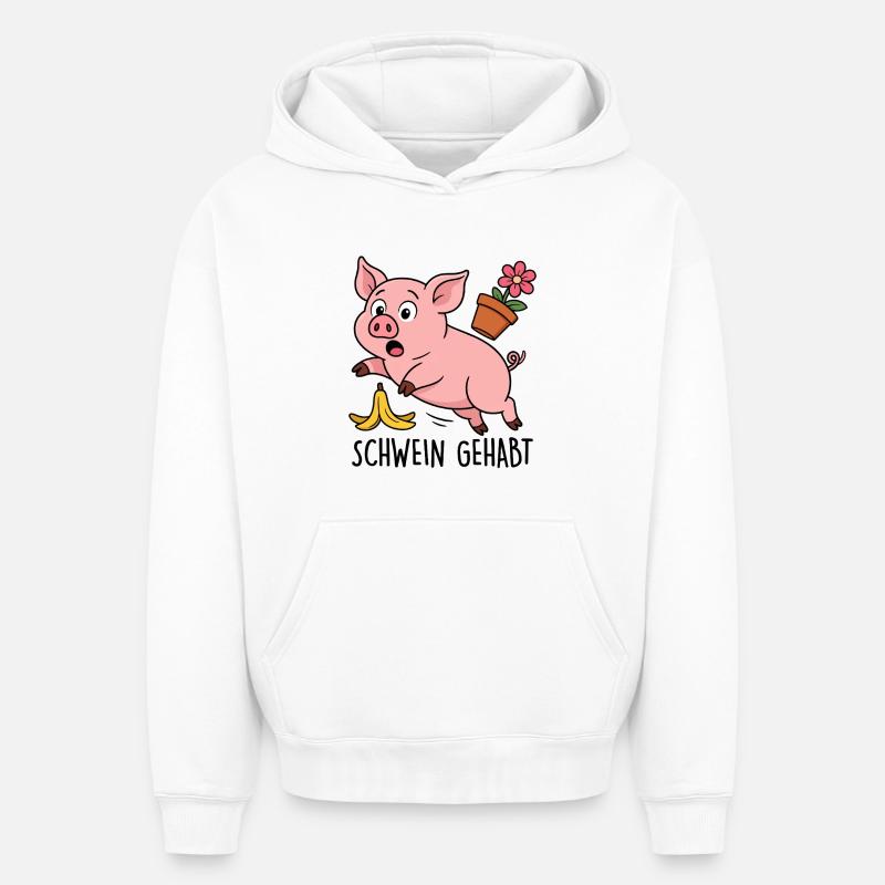 COCHON - Sweat à capuche unisexe oversize épais SPREAD - blanc