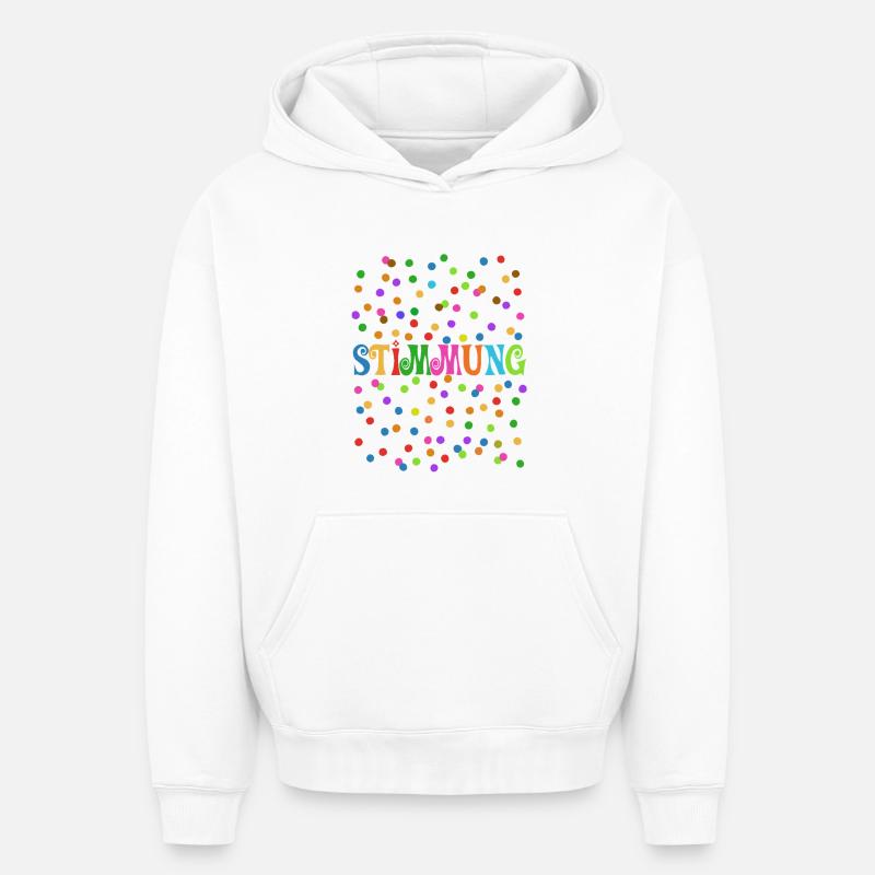 Carnaval - Carnaval - Atmosphère - Confettis - Sweat à capuche unisexe oversize épais SPREAD - blanc