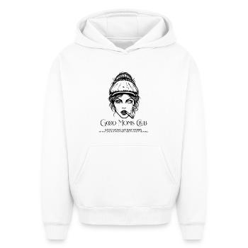GuteMamasClub Maman Courageuses - Sweat à capuche unisexe oversize épais SPREAD - blanc - Devant - AI Model Female 172 dark (172cm) & AI Model Male 185 light (185cm)
