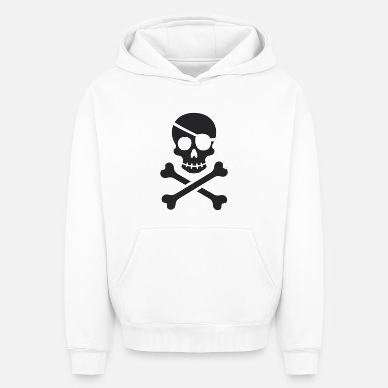 Le classique Jolly Roger Pirate Scream - Sweat à capuche unisexe oversize épais SPREAD - blanc
