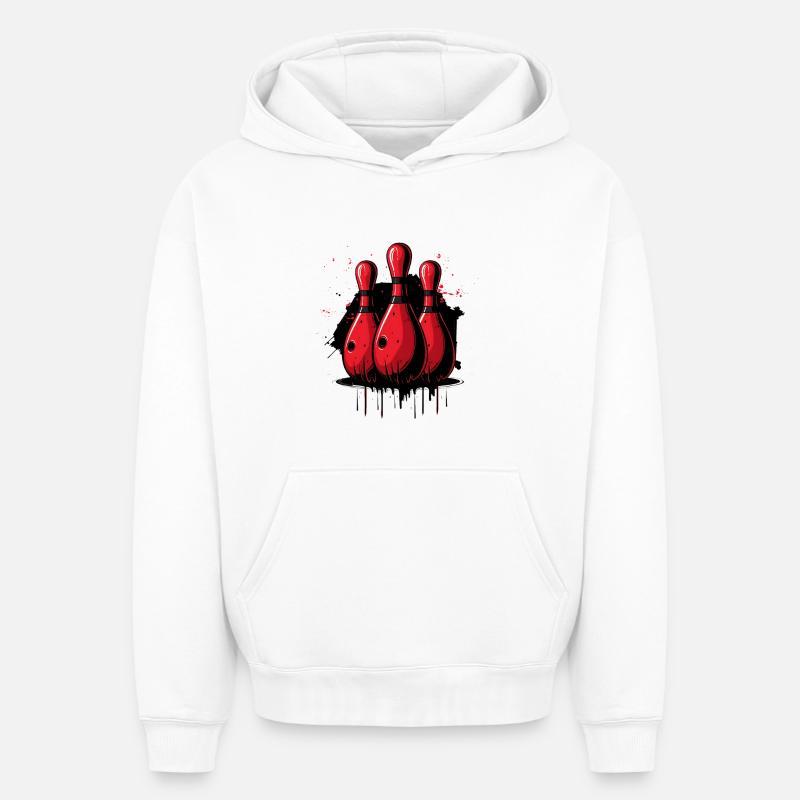 Quilles de bowling - Sweat à capuche unisexe oversize épais SPREAD - blanc
