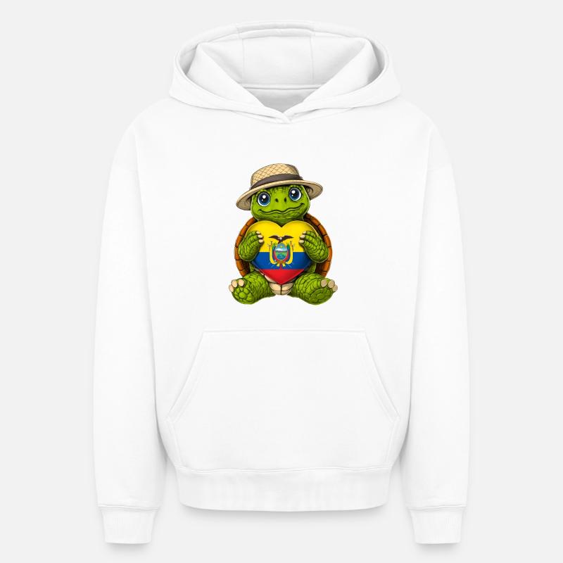 Tortue équatorienne - Sweat à capuche unisexe oversize épais SPREAD - blanc