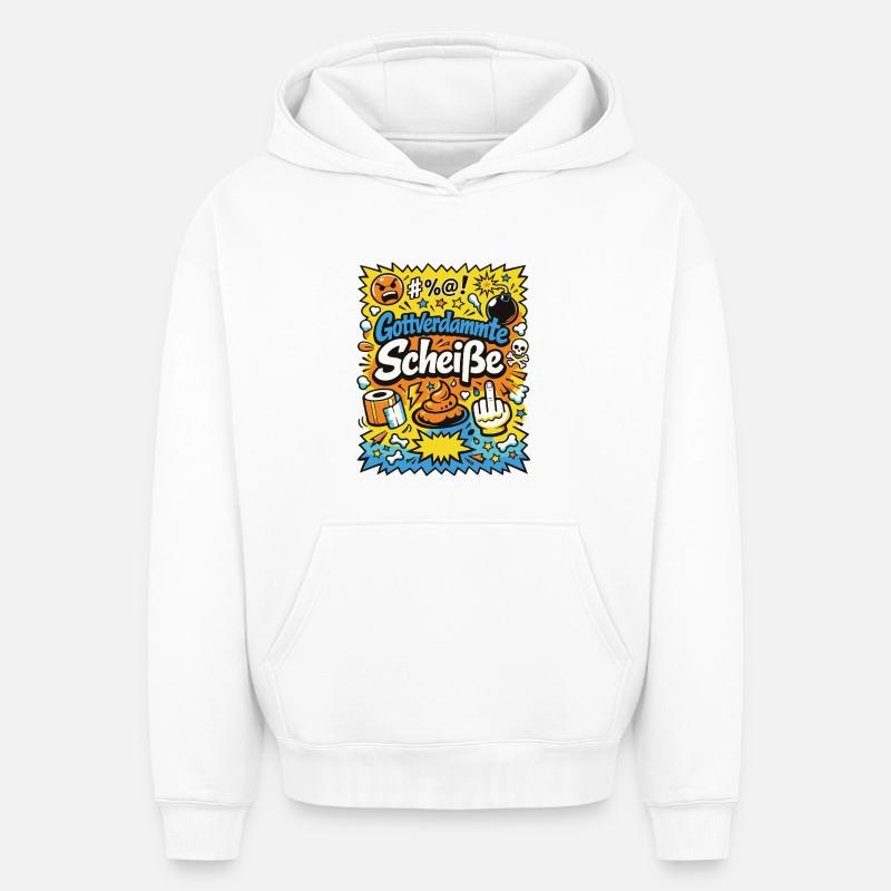 Gottverdammte Scheiße! Comic-Explosion - Oversized Heavyweight Unisex Hoodie - Weiß