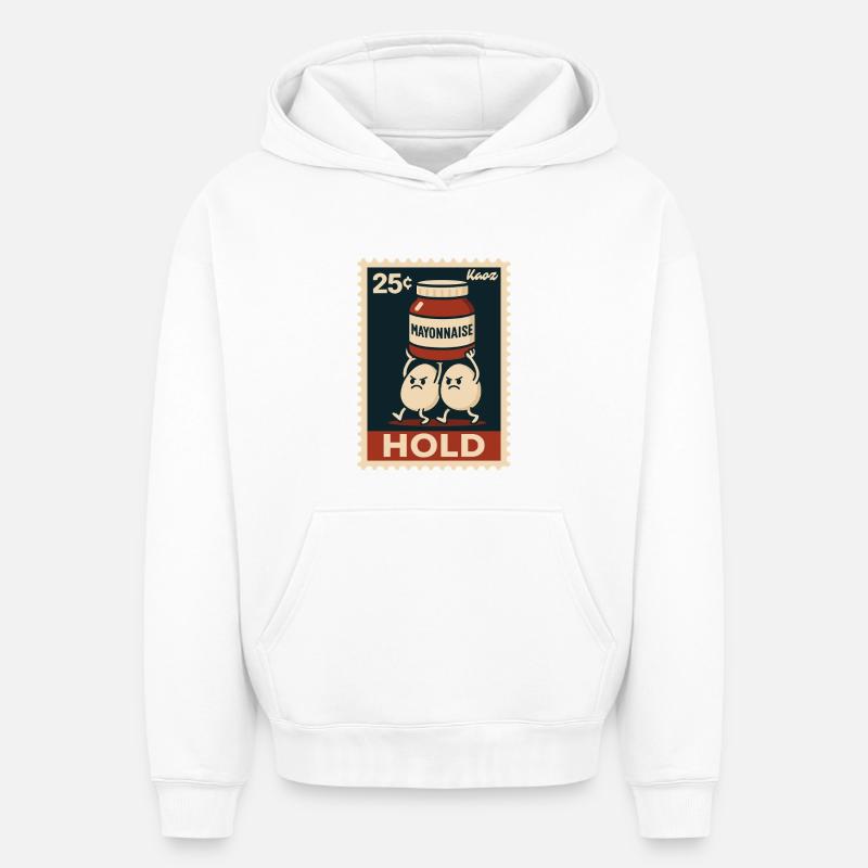 Zwei Eier tragen mit Mayonnaise - Oversized Heavyweight Unisex Hoodie - Weiß
