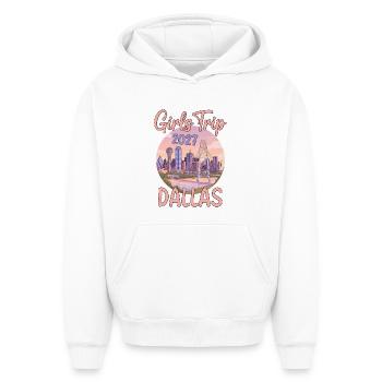 Dallas 2027 Girls Trip - Oversized Heavyweight Unisex Hoodie - white - Front - AI Model Female 172 dark (172cm) & AI Model Male 185 light (185cm)