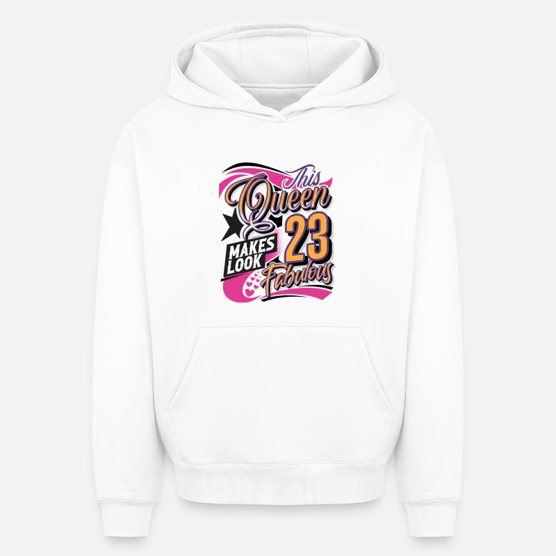 Reine des 23 ans - Sweat à capuche unisexe oversize épais SPREAD - blanc