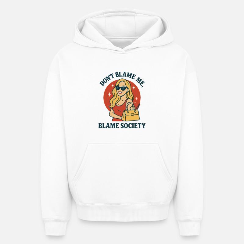 Ne blâme pas la société - Sweat à capuche unisexe oversize épais SPREAD - blanc